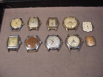 Vintage men's wrist watch parts repair lot Bulova Timor Caravelle Gruen Alpha NR