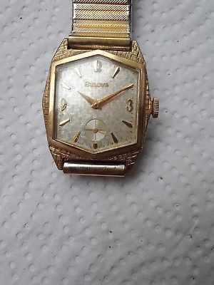 wristwatch BULOVA 17 j cal 11AL SENATOR 10 K RGP bezel textured dial fancy case
