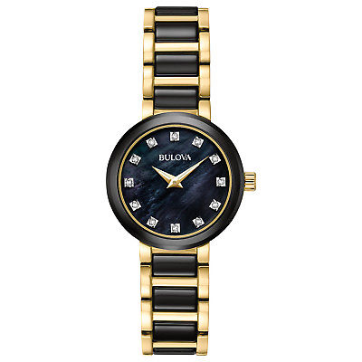 Bulova Diamond Women's 98P159 Quartz Two-Tone Ceramic and Stainless Steel Watch