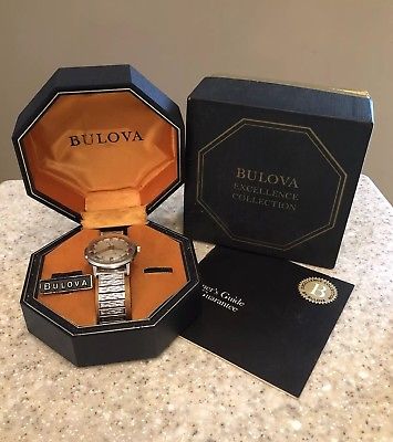 BULOVA 30 Jewels Automatic Speidel Silvertone Vintage Watch #73003 In Box