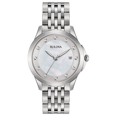 Bulova Women's 96P174 Quartz Diamond Accents Silver-Tone Bracelet 36mm Watch