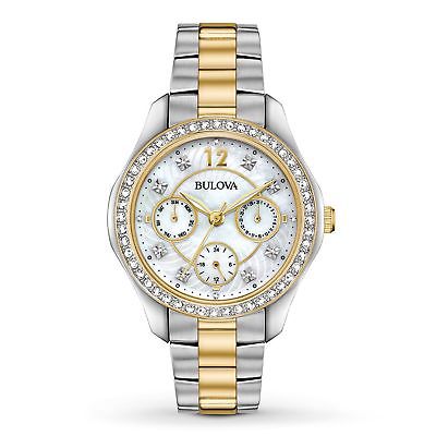 Bulova 98N114 Women's Crystal  Mother of Pearl Quartz Watch