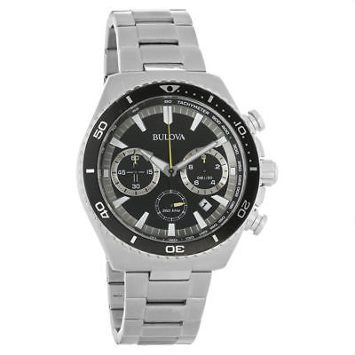 Bulova Men's 98B298 Chronograph Black Dial Stainless Steel Quartz Watch