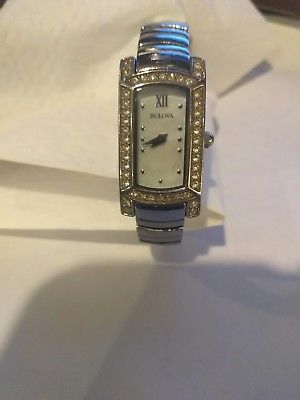 Bulova 96L207 Ladies Mother of Pearl Dial Swarovski Crystals Bracelet Watch