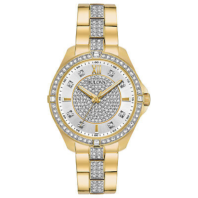 Bulova Women's 98L228 Quartz Crystal Markers Gold-Tone Bracelet 35mm Watch
